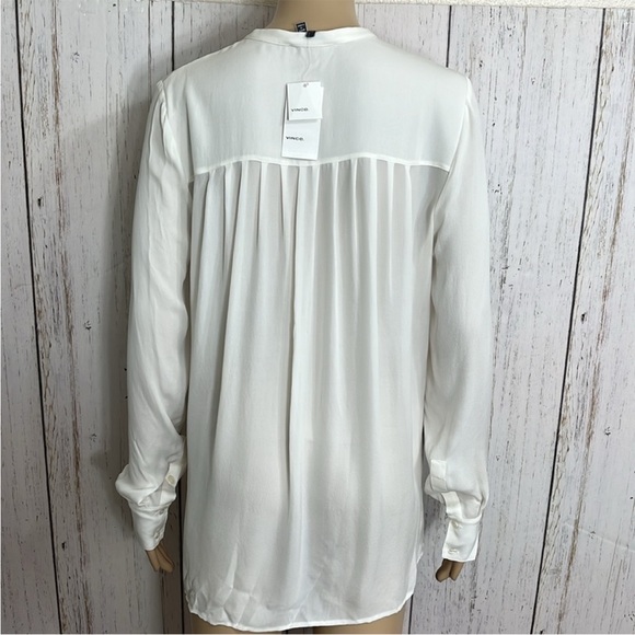 NWT Vince 100% Silk Cream Offwhite Wisteria Wallflower Silk Shirt - Picture 2 of 14